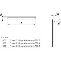 LAUFEN FRAME 25 Prídavné vodorovné osvetlenie 40 cm, farba čierna matná, Čierna matná 450, H4475639004501