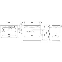 LAUFEN LUA Umývadlo slim so skrinkou 'Lani' 100 cm, s 2 zásuvkami, 1000x455x525 mm, Biela matná 260, H8600882601071