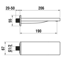 LAUFEN QUADRIGA Vaňový nástenný výtok, pevný výtok 190 mm, PVD inox kartáčovaná oceľ 441, HF901171441000