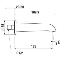 LAUFEN PURE Nástenný výtok 175 mm, PVD inox kartáčovaná oceľ 423, HF901771423000