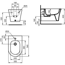 LA DOLCE VITA  Bidet závesný kapotovaný, E263701