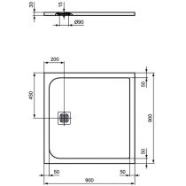 UltraFlat S 90x90x3 cm sprchová vanička z IdealSolid, K8215FV