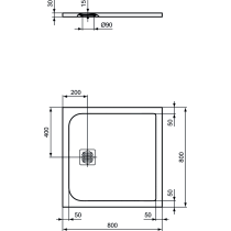 UltraFlat S 80x80x3 cm sprchová vanička z IdealSolid, K8214FS