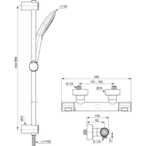 CERATHERM T100 Sprchová nástenná termostatická batéria, so sprcovou kombináciou tyč 90 cm, A7235AA