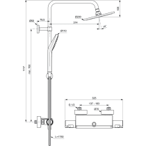CERATHERM T50 Sprchová nástenná termostatická batéria, so sprcovou kombináciou tyč 60 cm, A7217AA