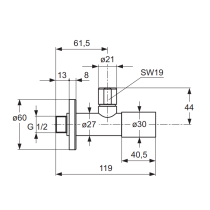 IDEAL STANDARD rohový ventil, 1/2"x3/8", A2129AA