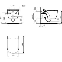 CONCA  WC závesné Aquablade 55x36 cm, T3749V1
