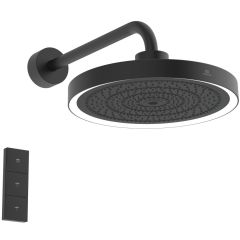 IDEALRAIN SOLOS 3-funkčná hlavová sprcha Ø 330 mm s LED svetlom, s diaľkovým ovládaním, s nástenným pripojením, farba povrchu hodvábne čierna, A7890XG