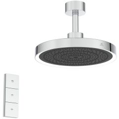 IDEALRAIN SOLOS 3-funkčná hlavová sprcha Ø 330 mm s LED svetlom, s diaľkovým ovládaním, so stropným pripojením, farba povrchu chróm,A7891AA