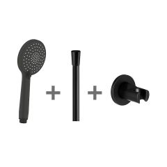 JIKA Mio Sprchová sada, ručná sprcha Ø 100 mm, 3 funkcie, držiak sprchy, hadica, čierny mat, H3652F07163611
