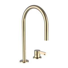 LAUFEN Kartell LAUFEN Umývadlová dvojotvorová stojančeková batéria, otočný výtok 166 mm, prietok 5,3 l/min, bez automatického výpustu, PVD Zlatá lesklá 001, H3113320012201