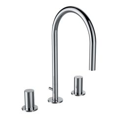 LAUFEN Kartell LAUFEN Umývadlová 3 - otvorová batéria, otočné ramienko 16,5 cm, prietok 5,7 l/min, ovládanie automatickej výpusti, bez automatickej výpusti, Chróm 004, H3123330042231