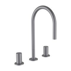 LAUFEN Kartell LAUFEN Umývadlová 3-otvorová batéria, otočné ramienko 165 mm, prietok 5,7 l/min, bez automatického výpustu, PVD kartáčovaná nerezová oceľ 090, H3123330902201