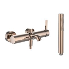 LAUFEN Kartell LAUFEN Vaňová nástenná páková batéria, vrátane syntetickej sprchovej hadice 1800 mm a ručnej sprchy Twinstick, PVD Zlatoružová 082, H3213370821411 LAUFEN Kartell LAUFEN Vaňová nástenná páková batéria, vrátane syntetickej sprchovej hadice 1800 mm a ručnej sprchy Twinstick, PVD Zlatoružová 082, H3213370821411