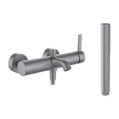 LAUFEN Kartell LAUFEN Vaňová nástenná páková batéria, vrátane syntetickej sprchovej hadice 1800 mm a ručnej sprchy Twinstick, PVD kartáčovaná nerezová oceľ 090, H3213370901411