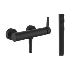 LAUFEN Kartell LAUFEN Sprchová batéria 150 mm kompletná s pripojovacími excentrami, syntetickou sprchovou hadicou 1800 mm a dvojitým držadlom ručnej sprchy, PVD Titán čierný matný 081, H3313370811411