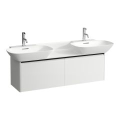 LAUFEN BASE Skrinka pod umývadlo, s 2 zásuvkami, pre umývadlo H814304, s držiakom z tmavého hliníka, 1170x350x360 mm, Biela lesklá 261, H4030161102611