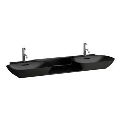 LAUFEN INO Dvojumývadlo do nábytku s jedným otvorom pre batériu uprostred s prepadom, SaphirKeramik, 1420x450 mm, farba Čierna matná, H8143047161041 LAUFEN INO Dvojumývadlo do nábytku s jedným otvorom pre batériu uprostred s prepadom, SaphirKeramik, 1420x450 mm, farba Čierna matná, H8143047161041