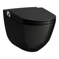 LAUFEN CLEANET RIVA Závesné WC rimless so zabudovanou bidetovou spŕškou, WC sedadlo s poklopom so spomaľovacím mechanizmom, diaľkový ovládač, Čierna lesklá 020, 600x395 mm, H8206910200001