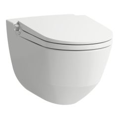 LAUFEN CLEANET RIVA Závesné WC rimless so zabudovanou bidetovou spŕškou, WC sedadlo s poklopom so spomaľovacím mechanizmom, diaľkový ovládač, Biela LCC 400, 600x395 mm, H8206914000001