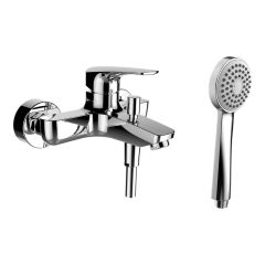 LAUFEN LAURIN Vaňová nástenná páková batéria, s ručnou sprchou 80 mm a syntetickou sprchovou hadicou 1600 mm, Chróm 100, HF500760100600
