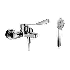 LAUFEN CITYPRO Vaňová nástenná batéria s lekárskou pákou, sprchovou hadicou 1500mm, ručnou sprchou Aquajet, obmedzovač prietoku a teploty, Chróm 100, HF500962100694 LAUFEN CITYPRO Vaňová nástenná batéria s lekárskou pákou, sprchovou hadicou 1500mm, ručnou sprchou Aquajet, obmedzovač prietoku a teploty, Chróm 100, HF500962100694