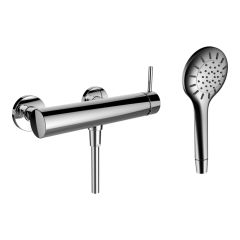 LAUFEN TWINPLUS Sprchová nástenná páková batéria, prietok 10,8 l / min - merané u ručnej sprchy, so sprchovou hadicou 1500 mm a ručnou sprchou MyTwin100, Chróm 100, HF905450100600