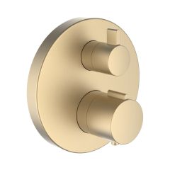 LAUFEN TWINPLUS|THERM Vrchná termostatická sada pre podomietkové sprchové batérie s 1-cestným prepínačom, PVD svetlo zlatá matná 462, HF905474462000 LAUFEN TWINPLUS|THERM Vrchná termostatická sada pre podomietkové sprchové batérie s 1-cestným prepínačom, PVD svetlo zlatá matná 462, HF905474462000