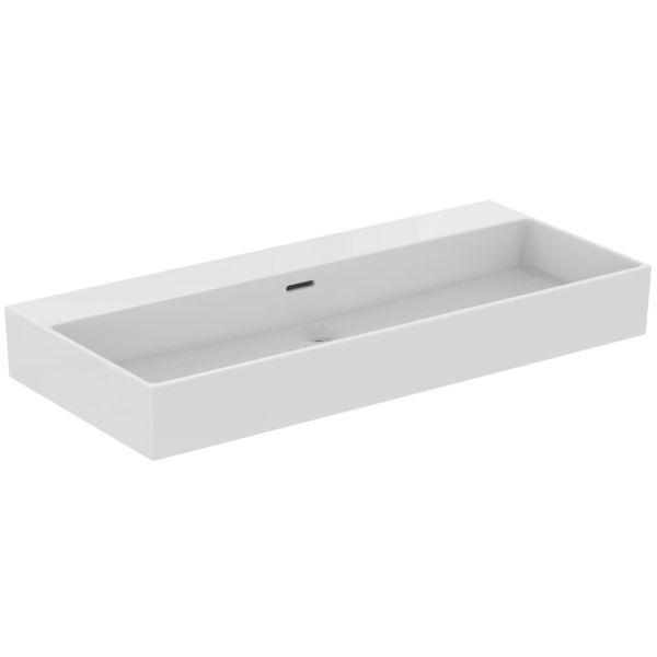 EXTRA Umývadlo 100x45 cm, bez otvoru pre batériu, farba biela lesklá ideal plus, s prepadovým otvorom, T3904MA