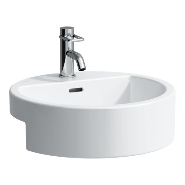 LAUFEN LIVING BY LAUFEN Polozápustné umývadlo bez otvrou pre batériu s prepadom, 460x460 mm, farba Biela, H8134310001091
