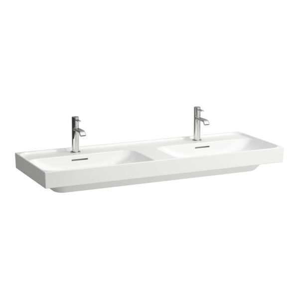 LAUFEN MEDA Dvojumývadlo s tromi otvormi pre batériu s prepadom, 1300x460 mm, farba Biela, H8141120001081