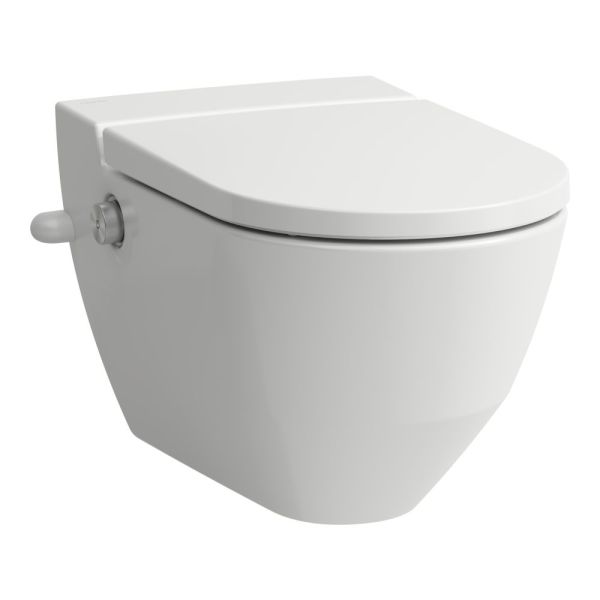LAUFEN CLEANET NAVIA Závesné WC rimless so zabudovanou bidetovou spŕškou, WC sedadlo s poklopom so spomaľovacím mechanizmom, Biela LCC Active A00, 580x370 mm, H820601A007171