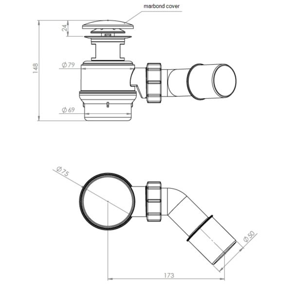 LAUFEN LAUFEN PRO Marbond krytka vaňového výpustu, Biela 000, H2951330000001