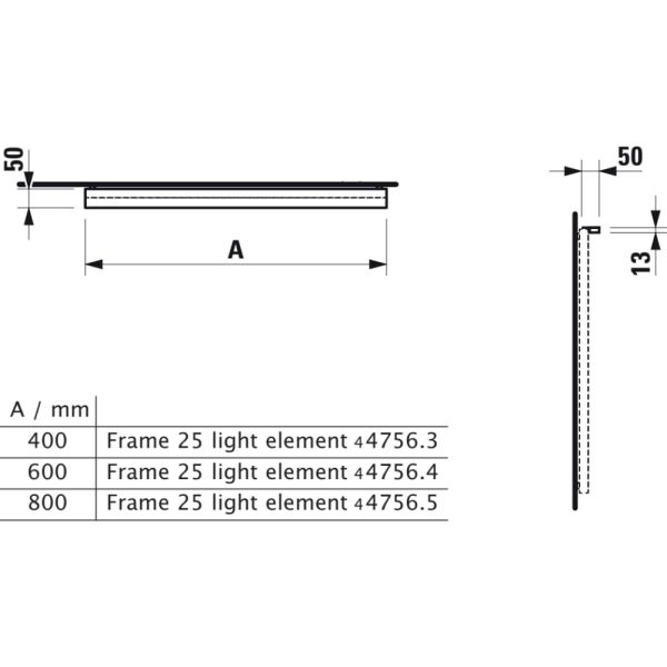 LAUFEN FRAME 25 Prídavné vodorovné osvetlenie 40 cm, farba čierna matná, Čierna matná 450, H4475639004501