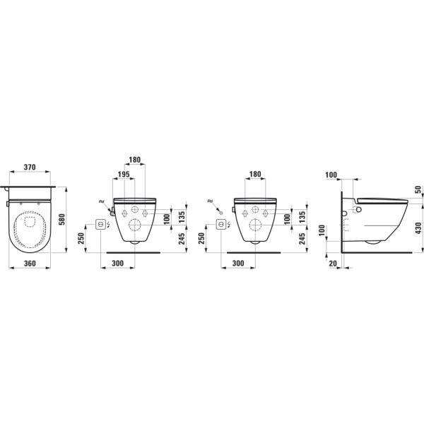 LAUFEN CLEANET NAVIA Závesné WC rimless so zabudovanou bidetovou spŕškou, WC sedadlo s poklopom so spomaľovacím mechanizmom, Biela LCC Active A00, 580x370 mm, H820601A007171