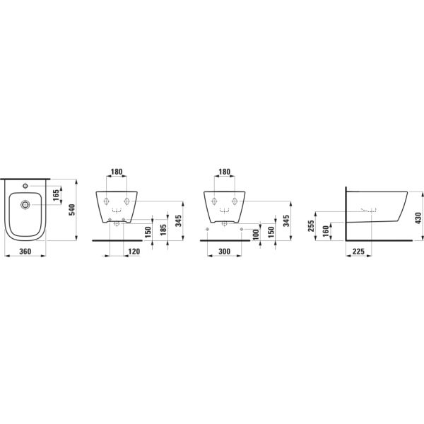 LAUFEN MEDA Závesný bidet, 540x360mm, Biela matná 757, H8301107573021