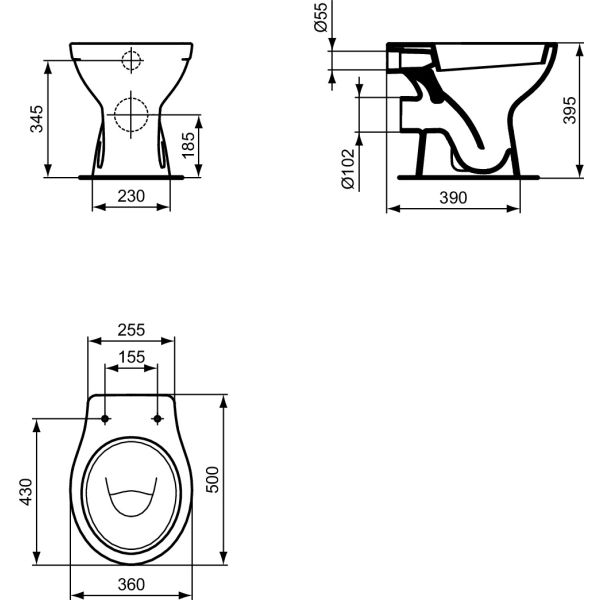Eurovit výlevka stacionárna 50x36 cm, W333101, pokračovanie ukončenej produkcie V312701