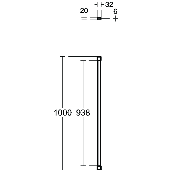 CONNECT 2 WETROOM Stropná vzpera 100 cm, K9382VA